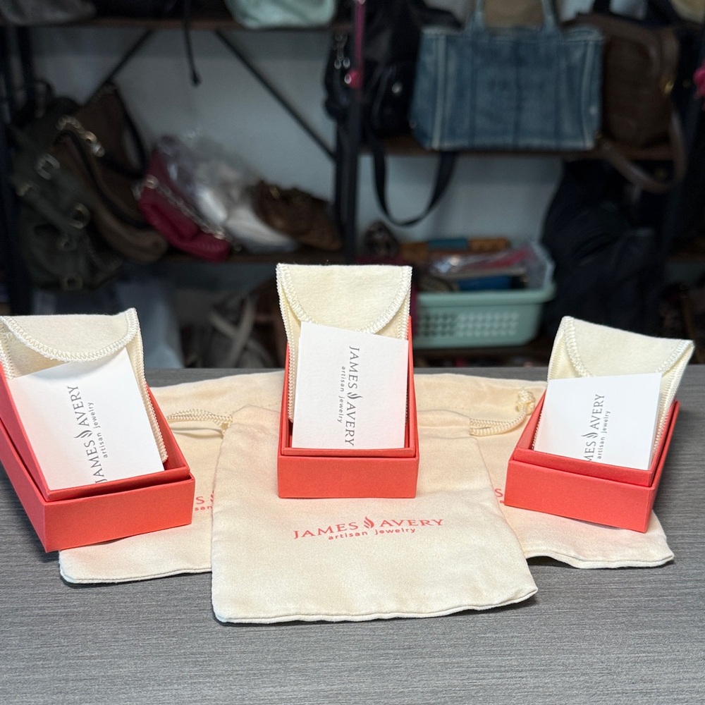 3 James Avery Jewelry gift boxes-includes dust bags, boxes, cards, jewelry bags